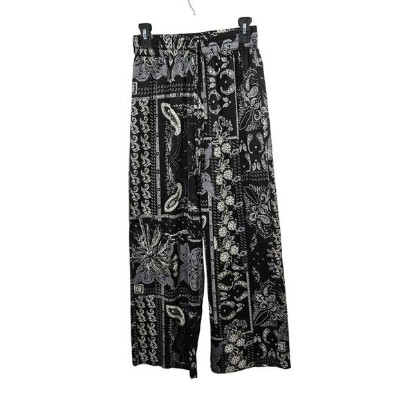 Rachel Zoe Paisley Wide Leg Silky Pants Elastic Waist Womens Size Small - Picture 1 of 8